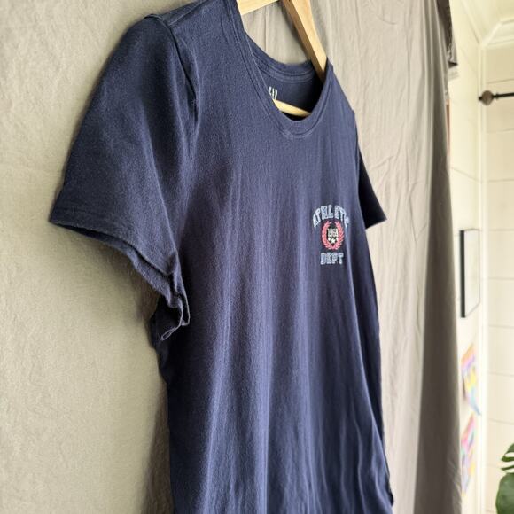 GAP‎ Crewneck T-Shirt Short Sleeve Cotton Navy Athletic Department Size L TALL - Picture 4 of 11
